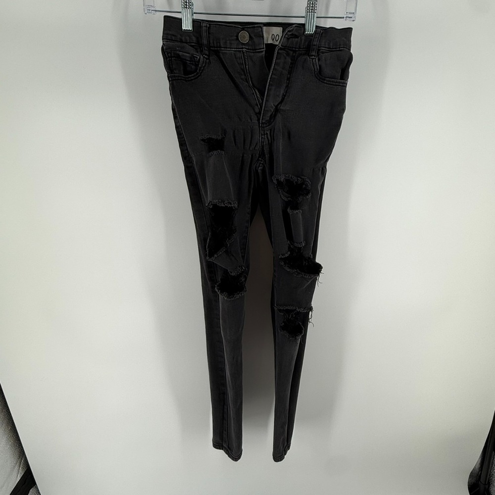 Garage Retro High Waist‎ Jegging Jeans Womens 00 Black Denim Cotton Distressed